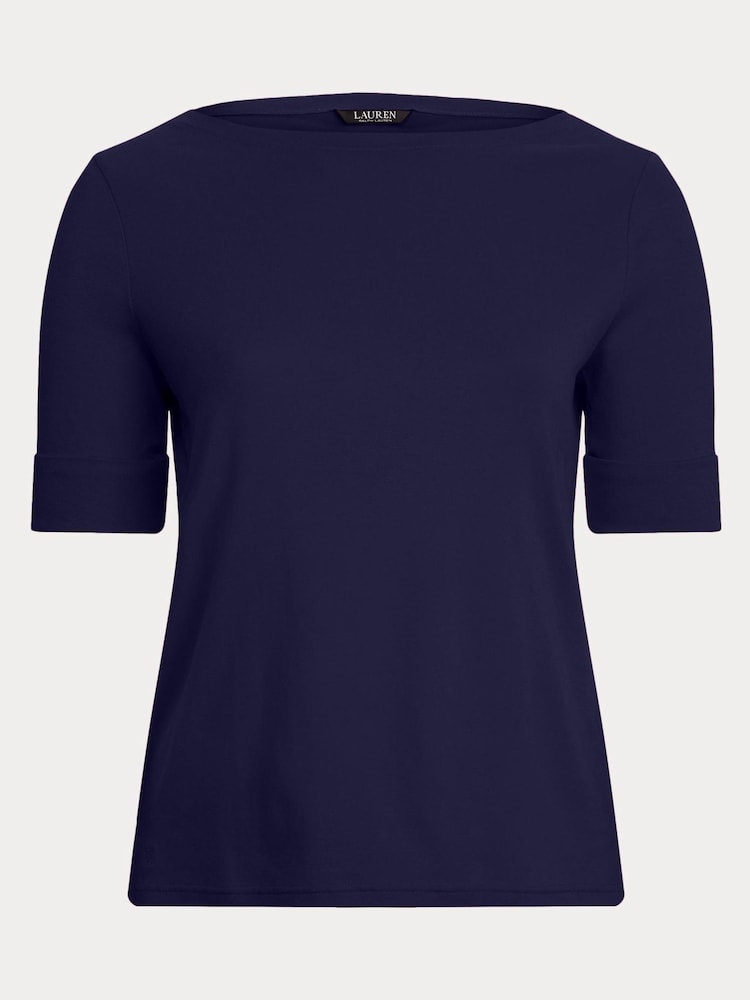 Lauren Ralph Lauren Curve Judy Stretch Cotton Boatneck Top - Image 13 of 13