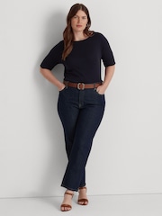 Lauren Ralph Lauren Curve Judy Stretch Cotton Boatneck Top - Image 6 of 13