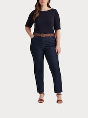 Lauren Ralph Lauren Curve Judy Stretch Cotton Boatneck Top - Image 7 of 13