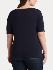 Lauren Ralph Lauren Curve Judy Stretch Cotton Boatneck Top - Image 10 of 13