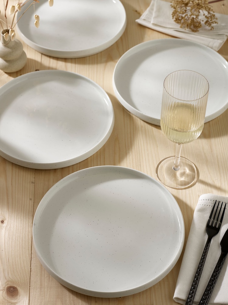 Cream Hayden Speckle Dinnerware Set of 4 Dinner Plates - Image 1 of 3 Cream Hayden Speckle Dinnerware Set of 4 Dinner Plates - Image 1 of 3