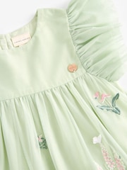 Laura Ashley Green Embroidery Floral Mesh Dress - Image 10 of 10