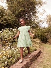Laura Ashley Green Embroidery Floral Mesh Dress - Image 4 of 10