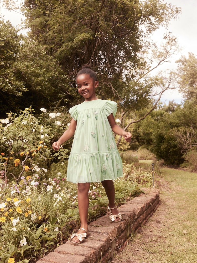 Buy Laura Ashley Green Embroidery Floral Mesh Dress from Next Denmark