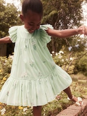 Laura Ashley Green Embroidery Floral Mesh Dress - Image 5 of 10