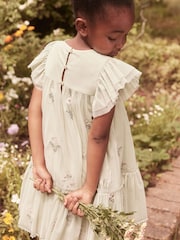 Laura Ashley Green Embroidery Floral Mesh Dress - Image 6 of 10