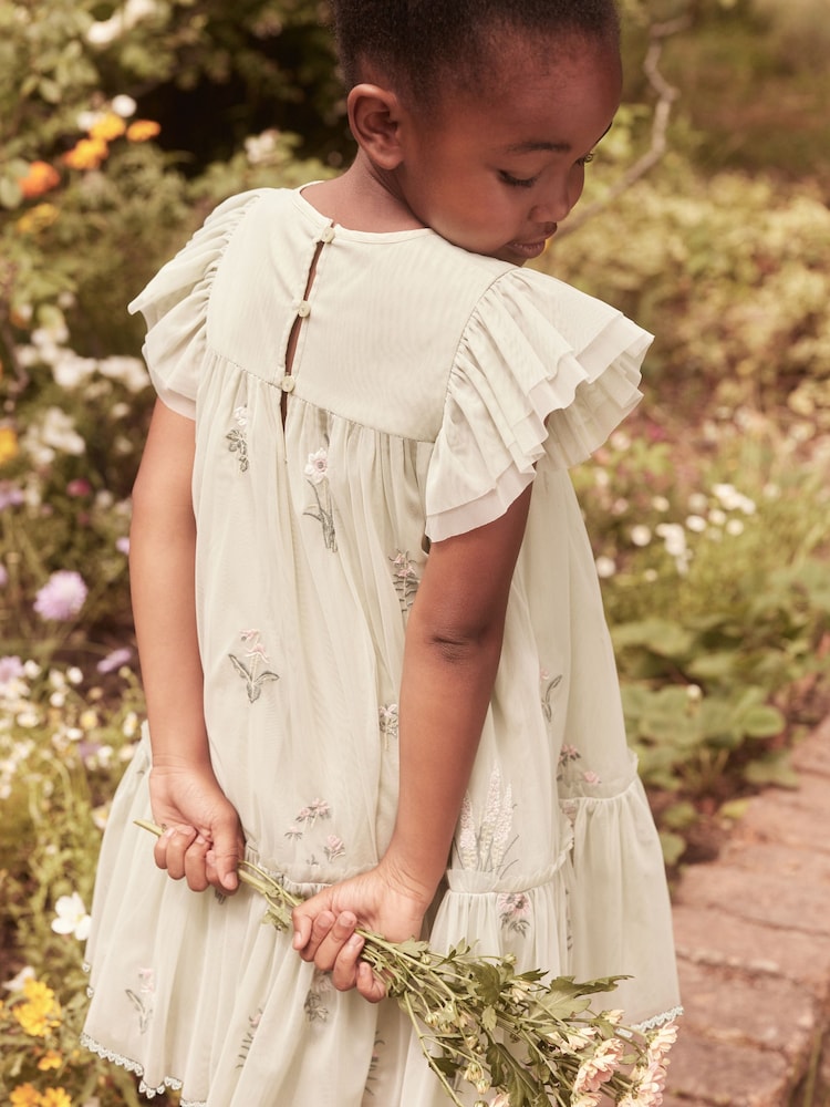 Robe Fille Laura Ashley Imprimé Papillons Et Rayures - Taille 5, Mesh, En Excellent état