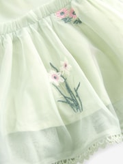 Laura Ashley Green Embroidery Floral Mesh Dress - Image 9 of 10