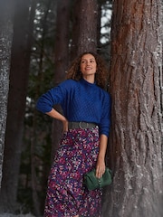 FatFace Purple Naomi Abstract Midi Skirt - Image 1 of 6