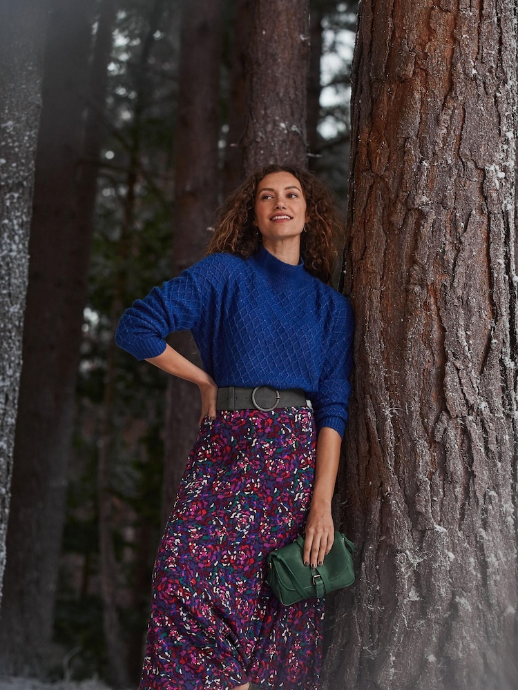 FatFace Purple Naomi Abstract Midi Skirt - Image 1 of 6