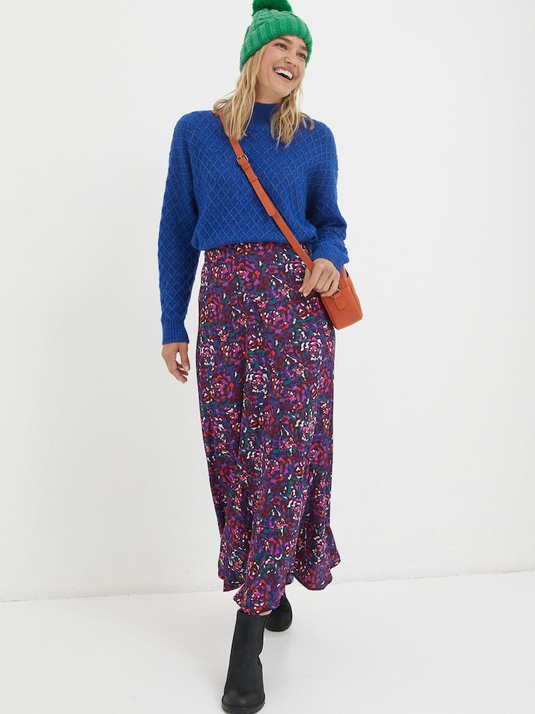 FatFace Purple Naomi Abstract Midi Skirt - Image 2 of 6
