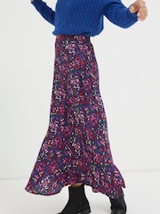 FatFace Purple Naomi Abstract Midi Skirt - Image 4 of 6