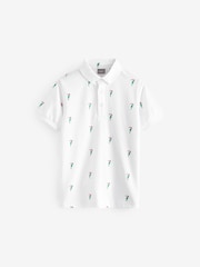 White Toucan All-Over Print Short Sleeve 100% Cotton Polo Top (3-16yrs) - Image 1 of 3