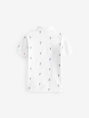 White Toucan All-Over Print Short Sleeve 100% Cotton Polo Top (3-16yrs) - Image 2 of 3