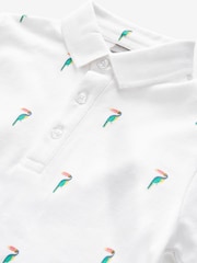 White Toucan All-Over Print Short Sleeve 100% Cotton Polo Top (3-16yrs) - Image 3 of 3