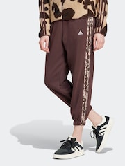 adidas Brown Animal 3 Stripe Joggers - Image 1 of 6