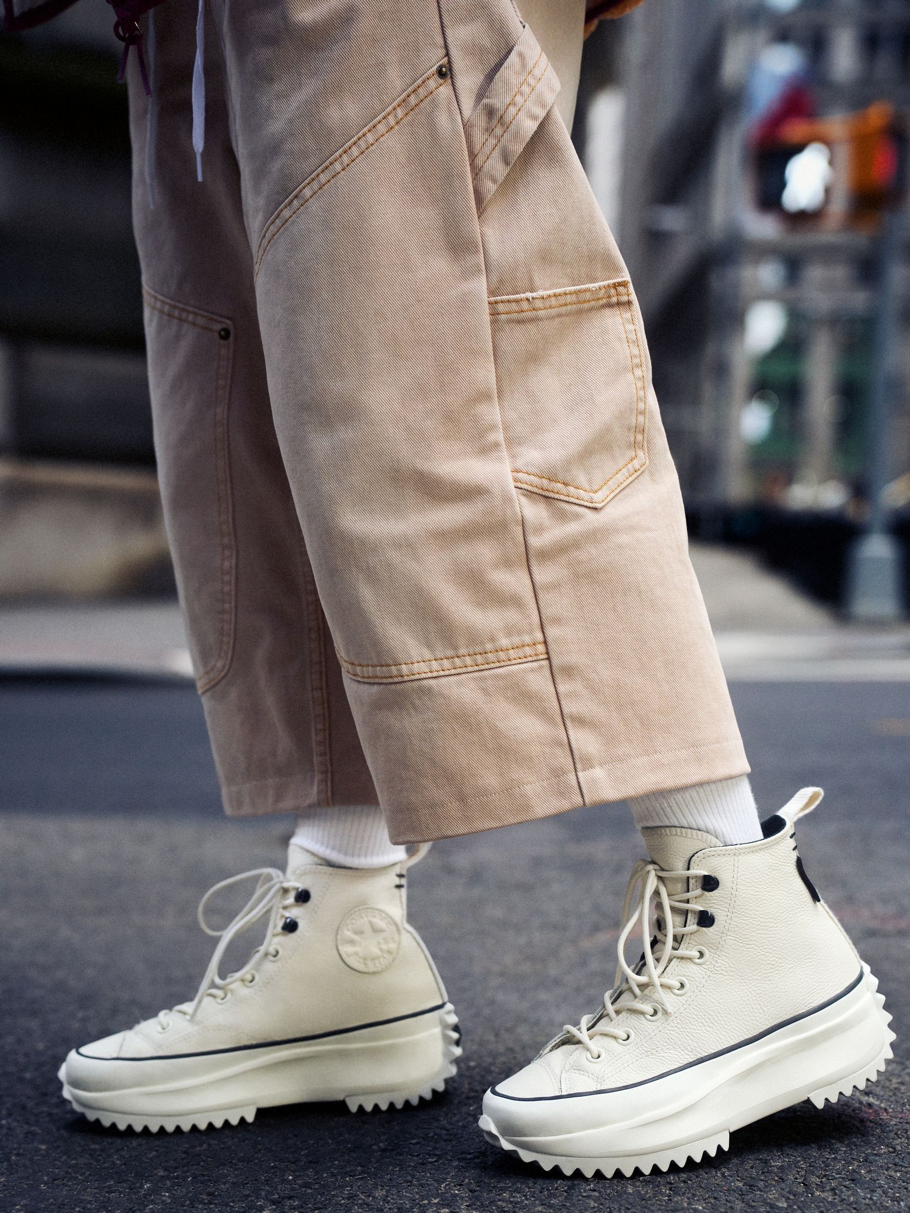 Converse cream leather sale