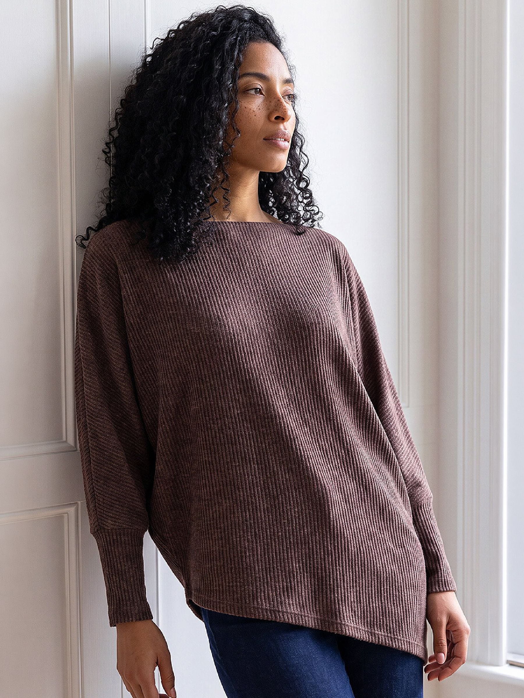 Roman Women's Chocolate Asymmetric Hem Stretch Top In | : Size 20 - Image 2