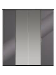 Wiemann Peyton Graphite Glass and Mirror Semi Fitted 4 Door Wardrobe - Image 2 of 6