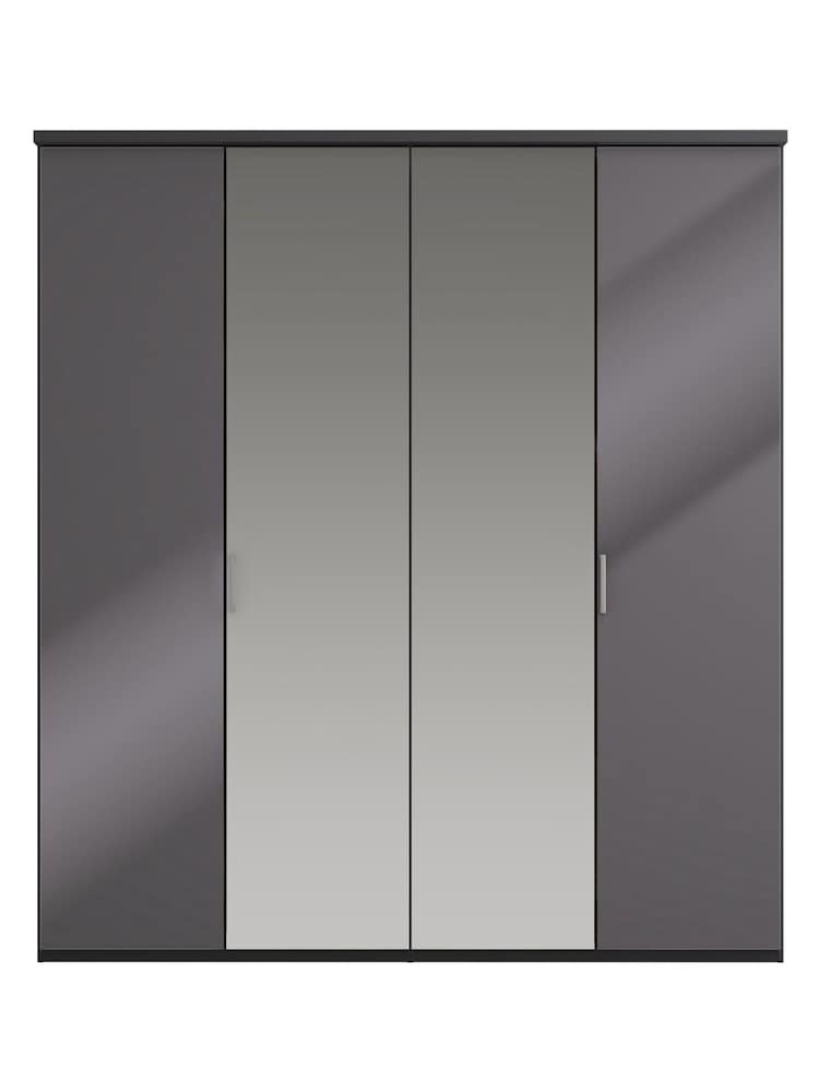 Wiemann Peyton Graphite Glass and Mirror Semi Fitted 4 Door Wardrobe - Image 2 of 6
