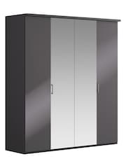 Wiemann Peyton Graphite Glass and Mirror Semi Fitted 4 Door Wardrobe - Image 3 of 6