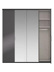 Wiemann Peyton Graphite Glass and Mirror Semi Fitted 4 Door Wardrobe - Image 5 of 6