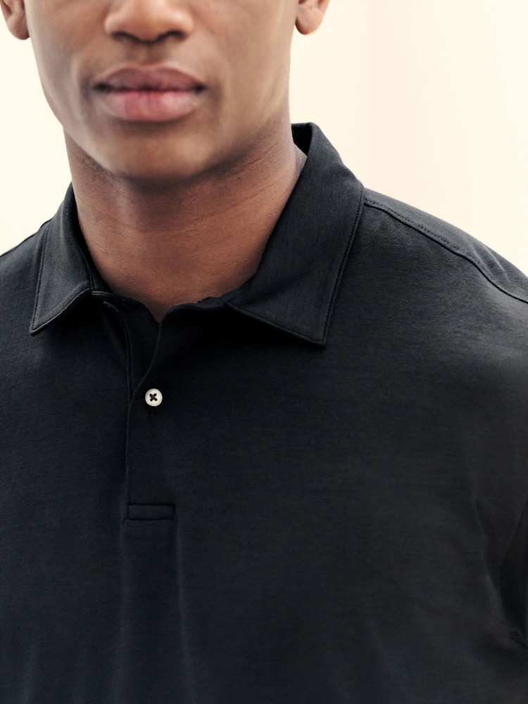 Black Regular Fit Short Sleeve Jersey Polo Shirts 3 Pack - Image 4 of 7