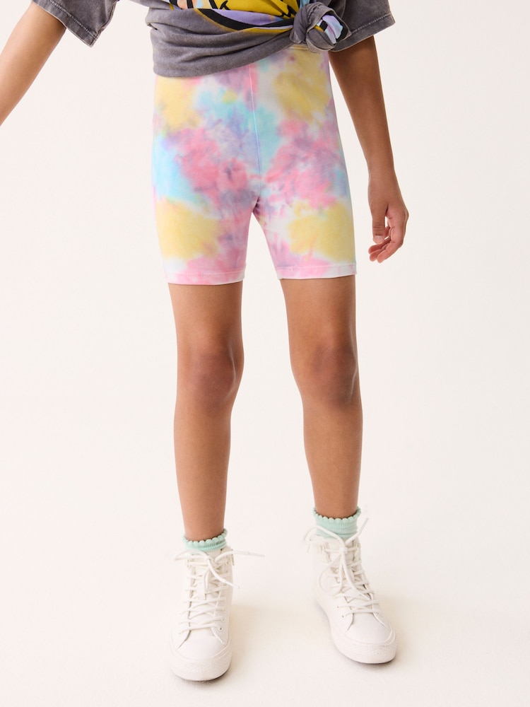 Multi Pink/Blue/Yellow Tie Dye Cycle Shorts (3-16yrs) - Image 2 of 7