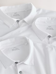 White Plain Short Sleeve Jersey Polo Shirts 3 Pack - Image 8 of 8
