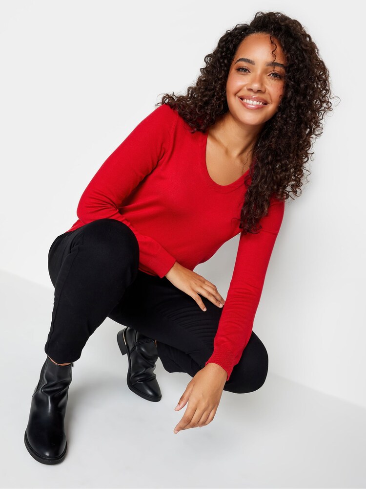 Красный - M&Co Scoop Neck Jumper - Изображение 4 из 4
