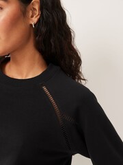 Black Ladder Trim Crew Neck Sweatshirt - Image 4 of 6