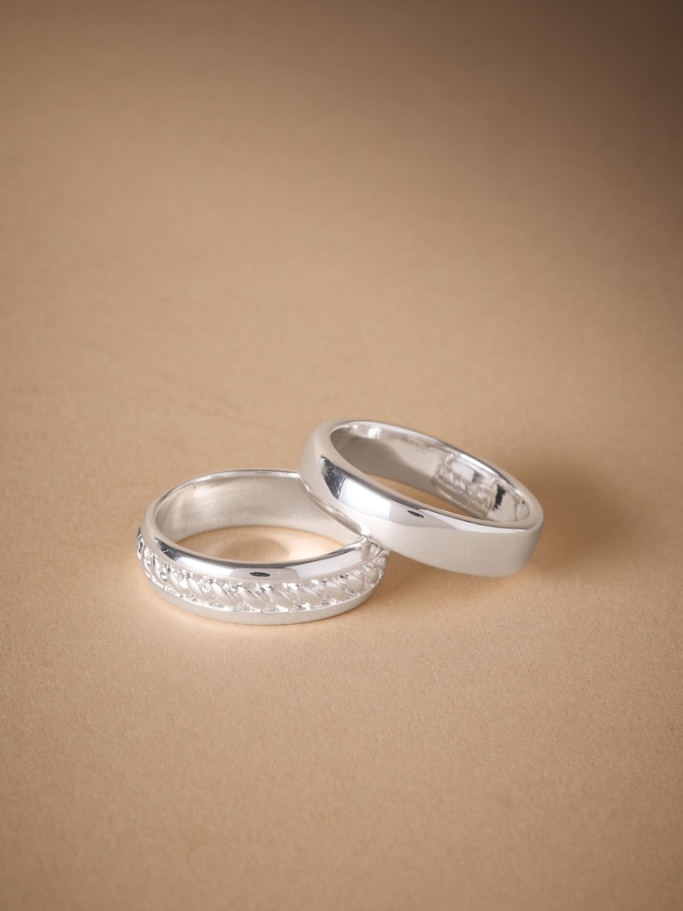 DCK Mens Silver Tone Premium Rings 2 Pack - Image 1 of 3