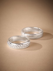 DCK Mens Silver Tone Premium Rings 2 Pack - Image 2 of 3