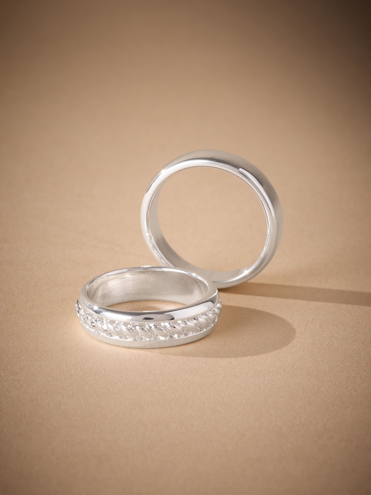 DCK Mens Silver Tone Premium Rings 2 Pack - Image 3 of 3