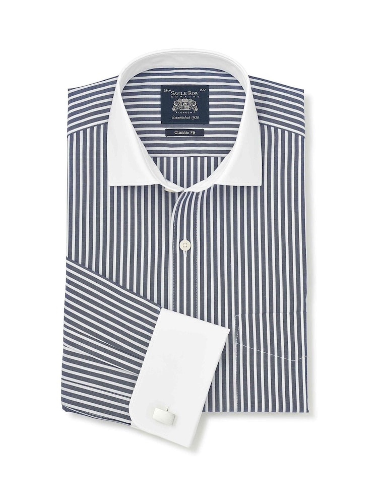 Savile Row Company Cotton Poplin Classic Fit Double Cuff Winchester Formal Shirt - Attēls 1 no 3