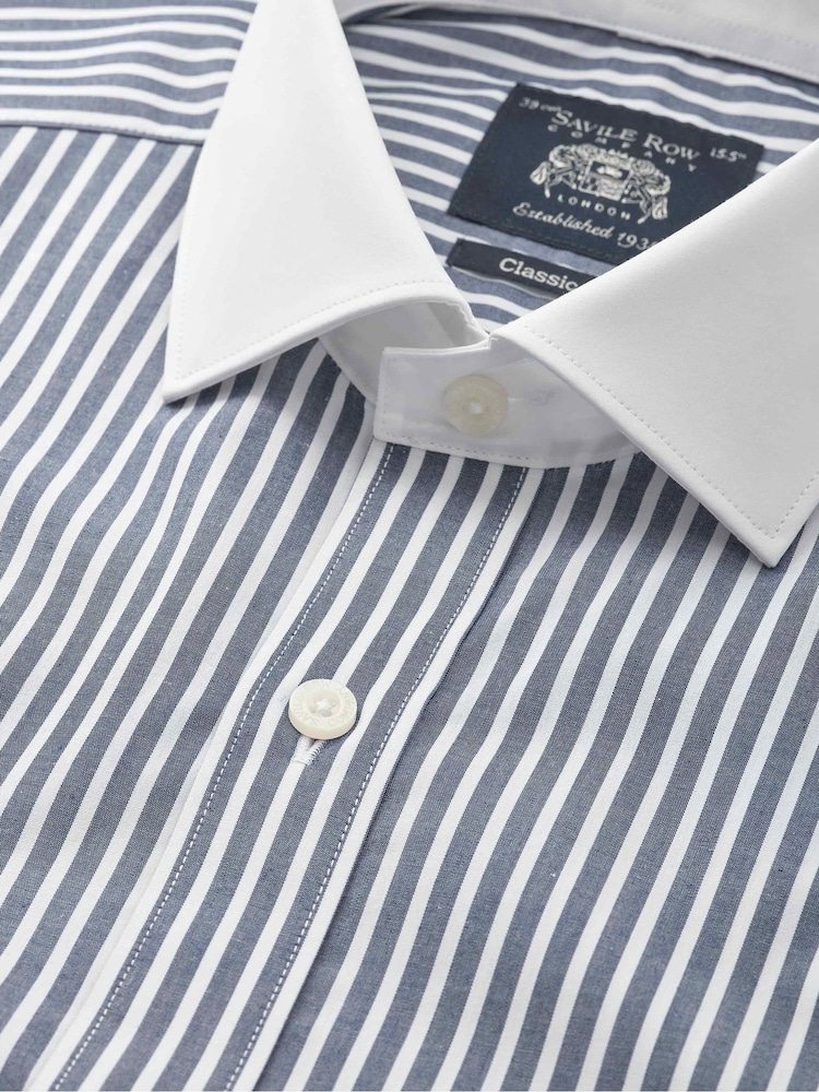 Savile Row Company Cotton Poplin Classic Fit Double Cuff Winchester Formal Shirt - Attēls 2 no 3