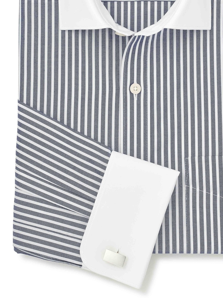 Savile Row Company Cotton Poplin Classic Fit Double Cuff Winchester Formal Shirt - Attēls 3 no 3