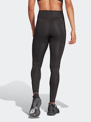 adidas Black Optime 3 Stripe Full Length Leggings - Image 2 of 5