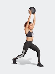 adidas Black Optime 3 Stripe Full Length Leggings - Image 3 of 5