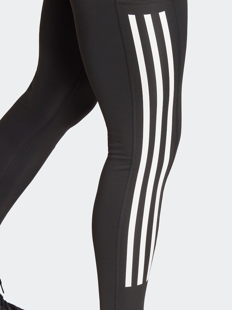 adidas Black Optime 3 Stripe Full Length Leggings - Image 5 of 5