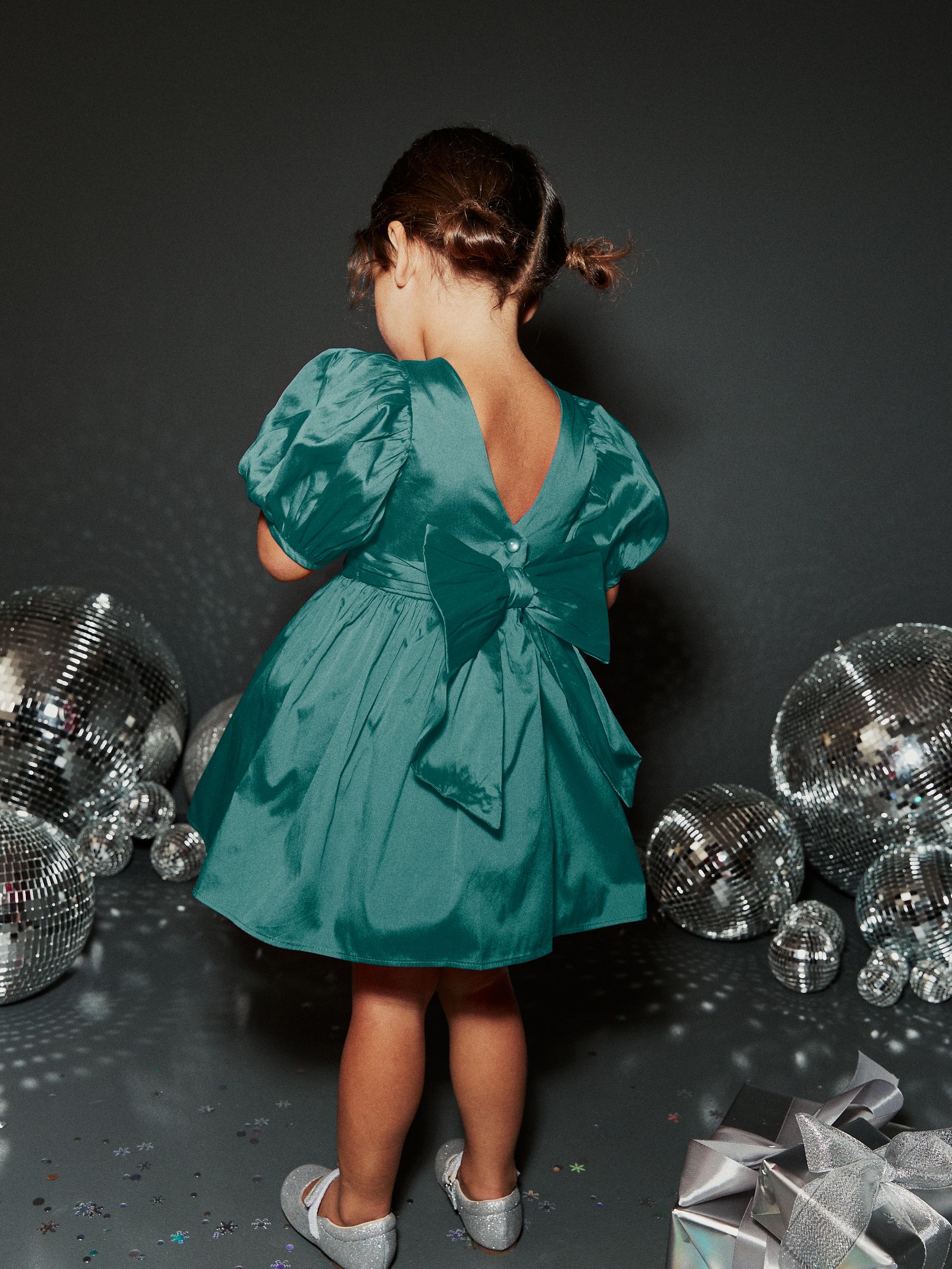 2024公式店舗 Taffeta Green Teal Buy Flower (3mths-10yrs Dress Bow Girl バレエ