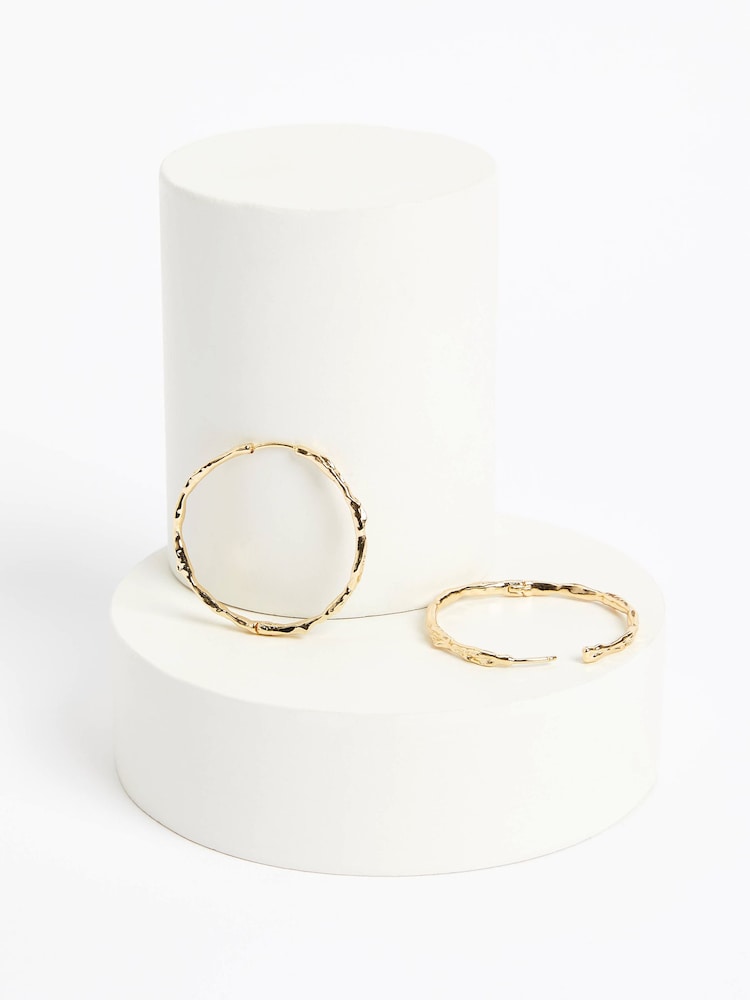 PILGRIM Gold Plated Eddy Organic Shaped Maxi Hoops - Image 2 of 5