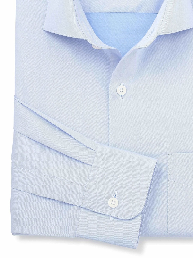 Skaj Plavo - Savile Row Company Classic Fit pamučna keperna jednostruka manžetna Formalna košulja - Slika 2 od 3 Skaj Plavo - Savile Row Company Classic Fit pamučna keperna jednostruka manžetna Formalna košulja - Slika 2 od 3