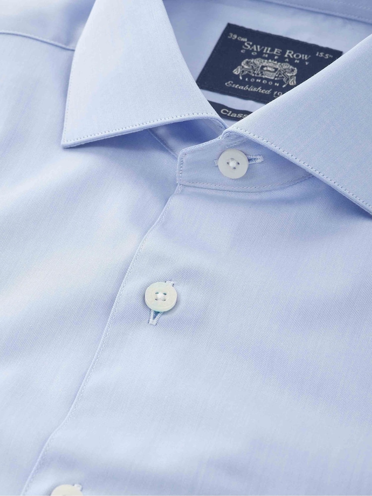 Skaj Plavo - Savile Row Company Classic Fit pamučna keperna jednostruka manžetna Formalna košulja - Slika 3 od 3 Skaj Plavo - Savile Row Company Classic Fit pamučna keperna jednostruka manžetna Formalna košulja - Slika 3 od 3