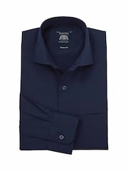 Savile Row Company Blue Classic Fit Cotton Twill Single Cuff Formal Shirt - Image 1 of 3