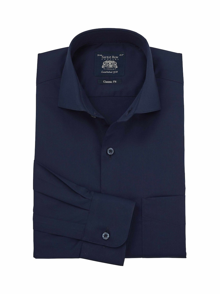 Savile Row Company Blue Classic Fit Cotton Twill Single Cuff Formal Shirt - Image 1 of 3 Savile Row Company Blue Classic Fit Cotton Twill Single Cuff Formal Shirt - Image 1 of 3