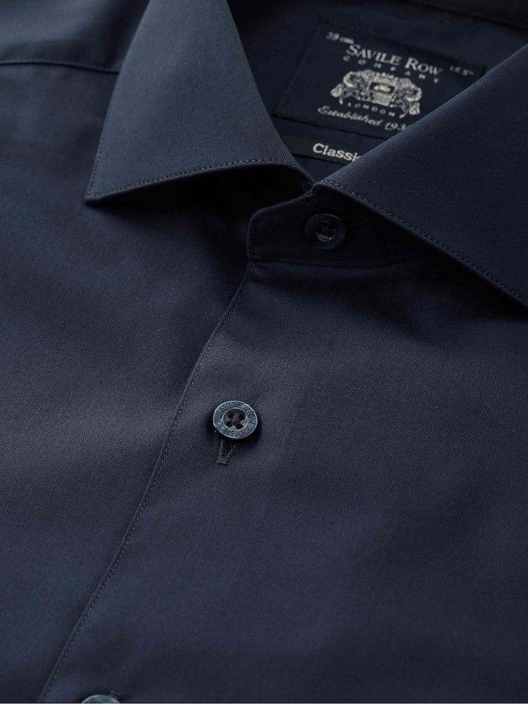 Savile Row Company Blue Classic Fit Cotton Twill Single Cuff Formal Shirt - Image 2 of 3 Savile Row Company Blue Classic Fit Cotton Twill Single Cuff Formal Shirt - Image 2 of 3
