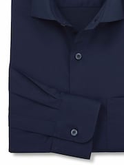 Savile Row Company Blue Classic Fit Cotton Twill Single Cuff Formal Shirt - Image 3 of 3