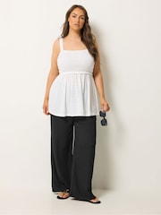 Yours Curve White Broderie Anglasie Vest Top - Image 3 of 5