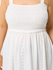 Yours Curve White Broderie Anglasie Vest Top - Image 4 of 5